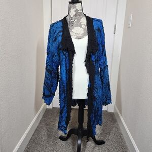 Kay Chapman Designs Origami Jacket 100% Silk Women's Medium Crinkle Cardigan